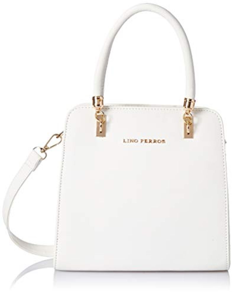 Lino Perros Women’S Artificial Leather Red Satchel Bag (White)