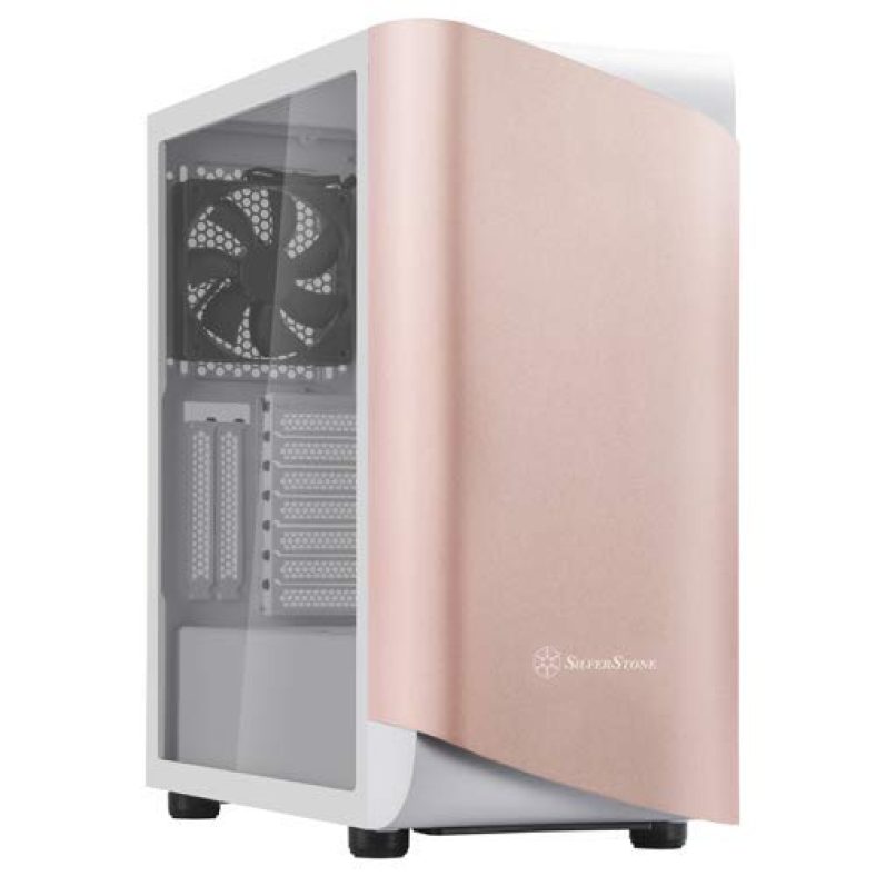 Silver Stone Seta A1 Atx Micro-Atx Mini-Itx Mid Tower Computer Case With Addressable Rgb Lighting Tempered Glass Side Panel And Two 200Mm Fans(Sst-Sea1Gw-G), Rose Pink/White