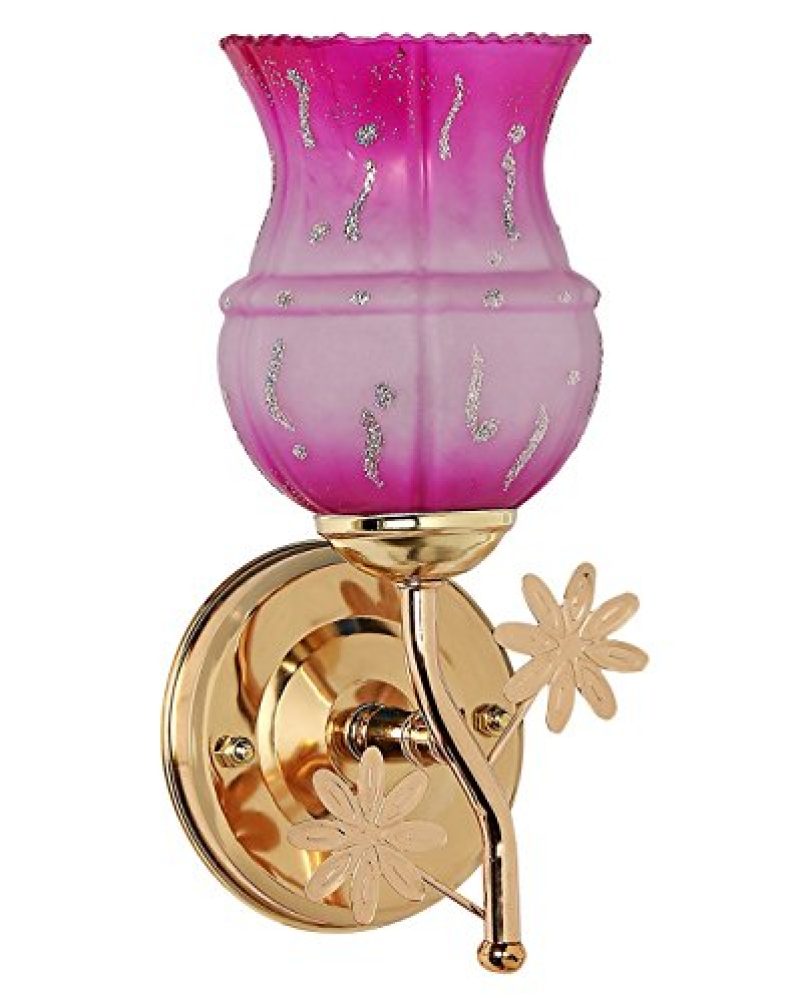 Somil Designer Sconce Wall Lamp/ Light Of Golden Metal And Glass With Fixture, Compatible With 5 To 60 Watt Led & Other Bulb