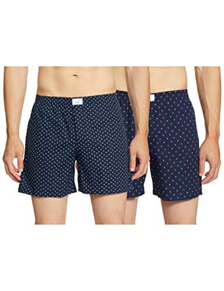 Diverse Men’S Cotton Boxer Shorts(Pack Of 2) (Dcmbs01Sc09L34-252_Multicolor_Small_Navy, Golden_S)