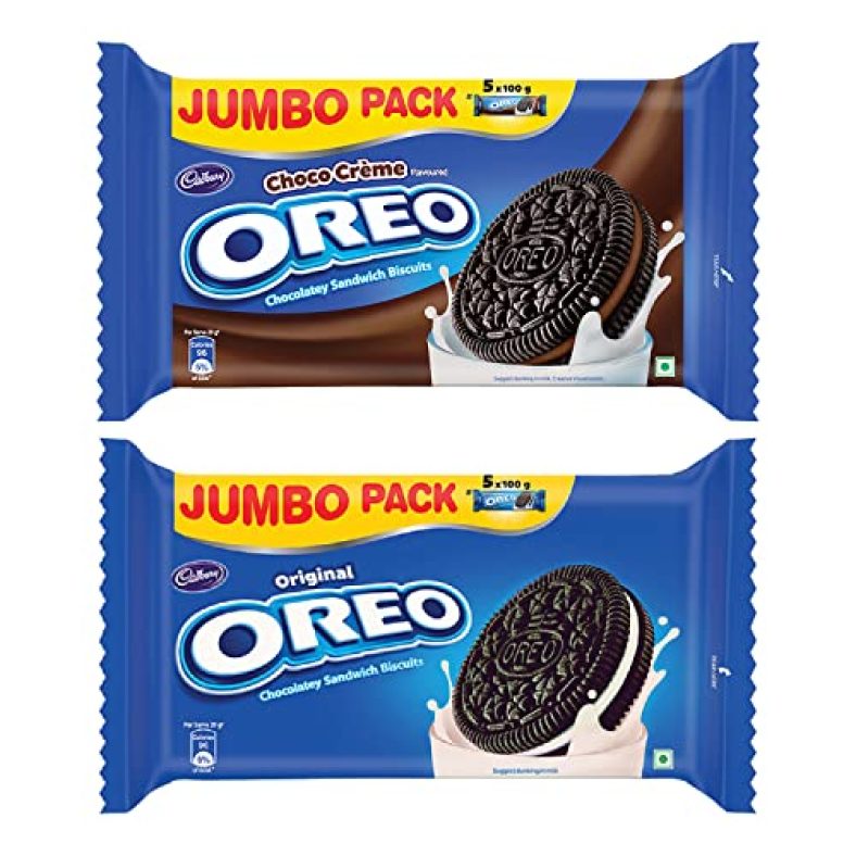 Cadbury Oreo Vanilla & Choco Jumbo Packs 500Gm (Pack Of 2)