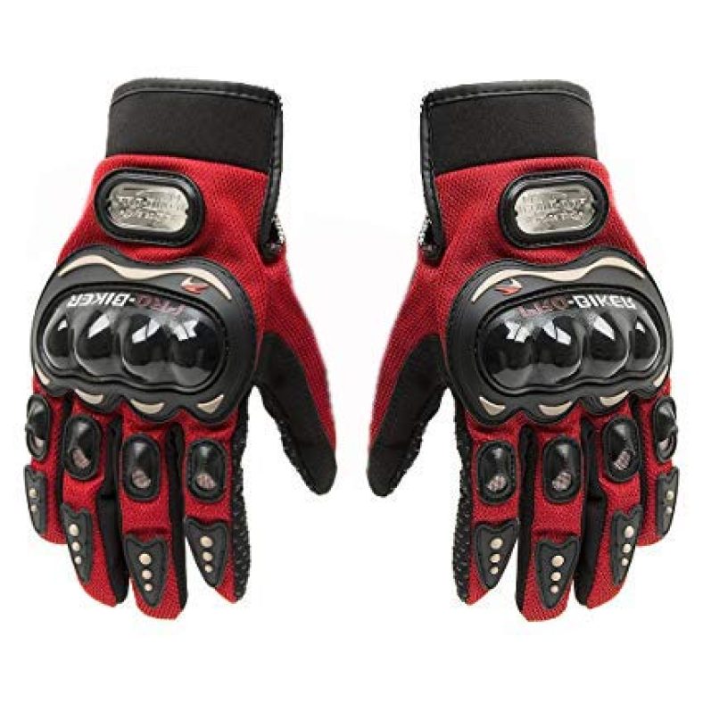 Flomaster- Probiker Gloves For Motor Cycle/Bike/Outdoor Sports Bicycle Cycling/Racing/Driving/Riding – Full Finger (Red- L)