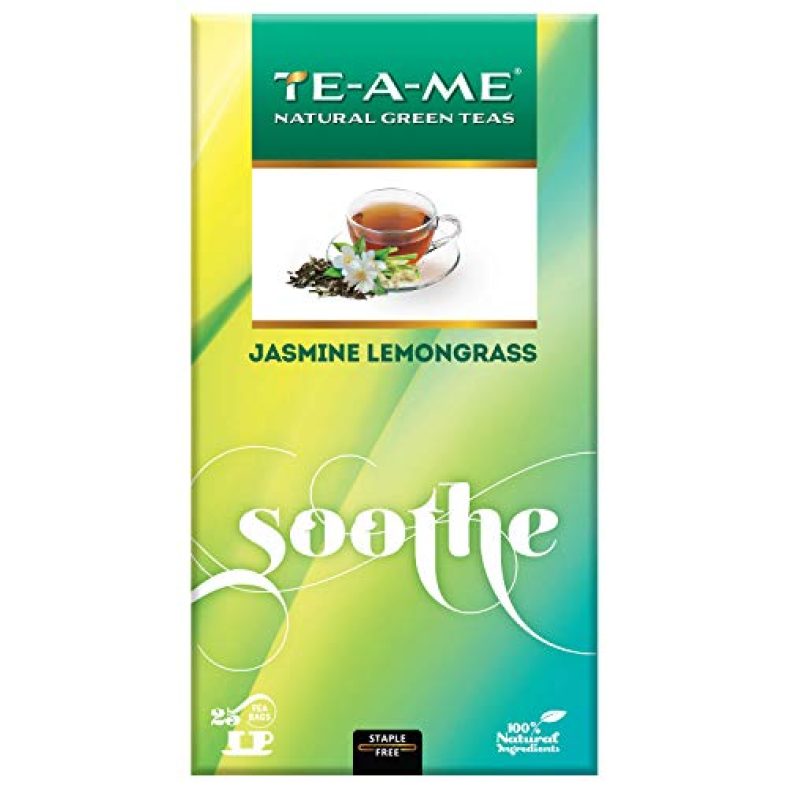 Te-A-Me Soothe Jasmine Lemongrass Natural Green Tea, 25 Tea Bags