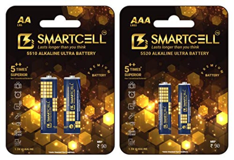 Smartcell 1.5V Aa & Aaa Non-Rechargeable Alkaline Premium Series Battery – Combo Pack Of 4