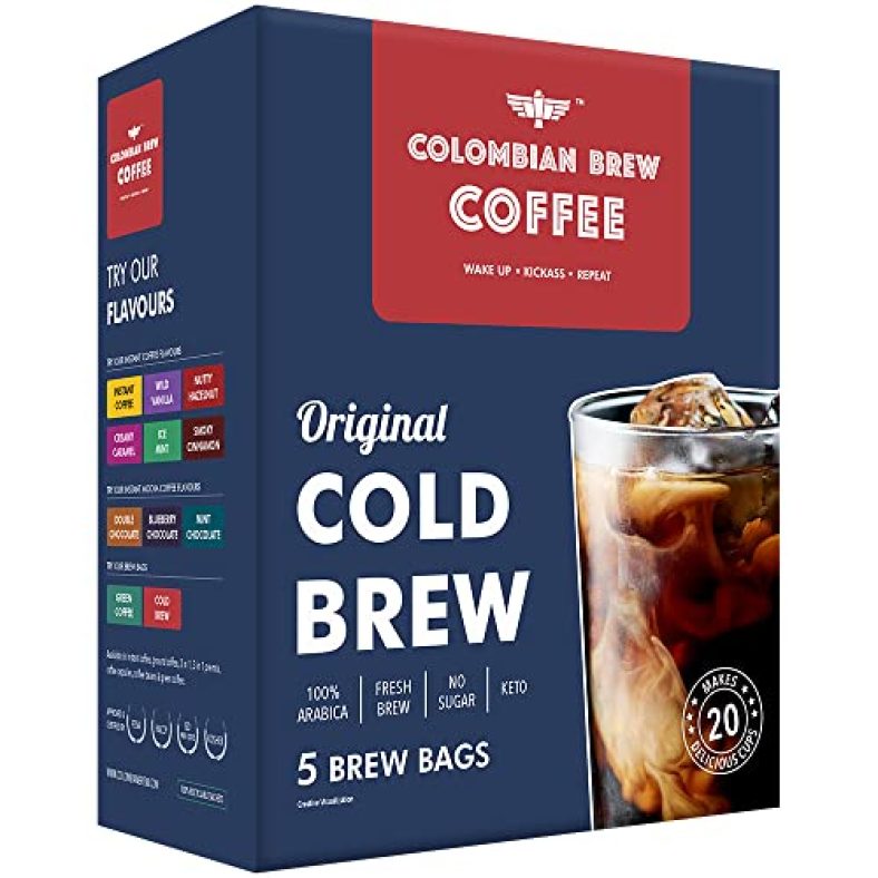 Colombain Brew Coffee Arabica Cold Brew 30 Bags, 60 Cups