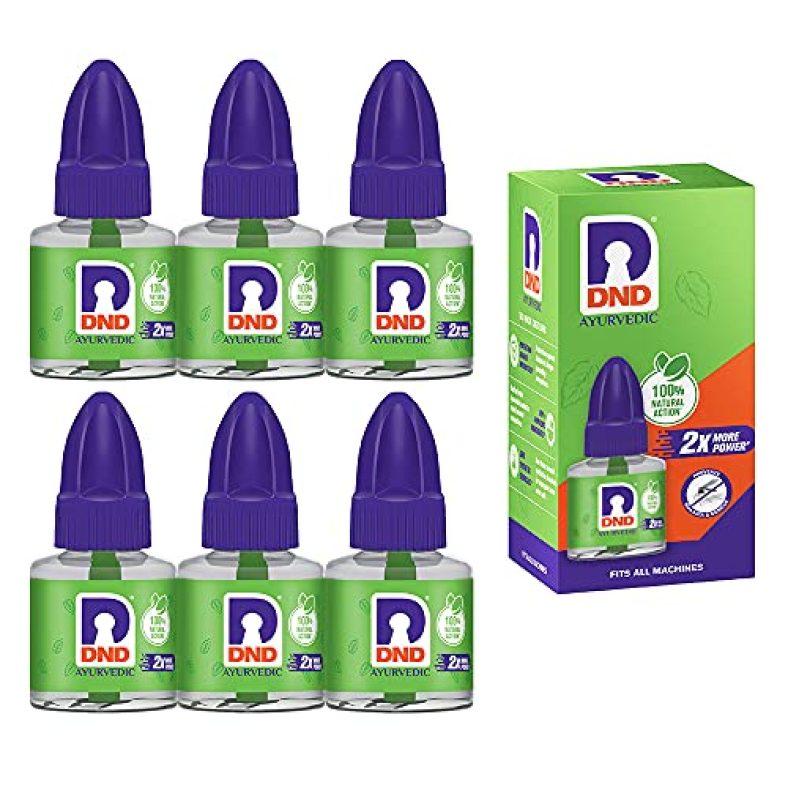 Dnd 100% Ayurvedic Mosquito Repellent Refill | Liquid Vapouriser | Ayush Approved | Safe For Human Use | Natural Action Patented Formula | Pack Of 6-45Ml Each