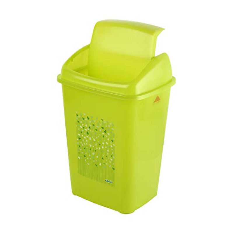 Cello Plastic Marbella Swing Dustbin, 10 Litre, Green, Set Of 1