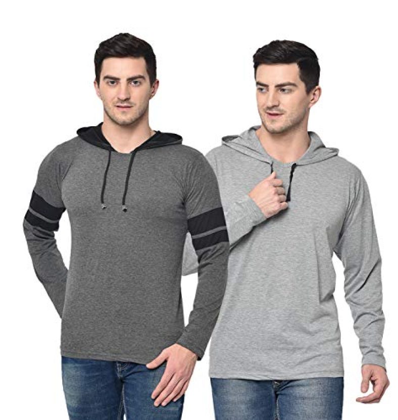 Vimal Jonney Men’S Classic Fit Hooded T-Shirt (Set Of 2) (T_12_Ant_10_Mlg_0002-S_Multicolored_Small)