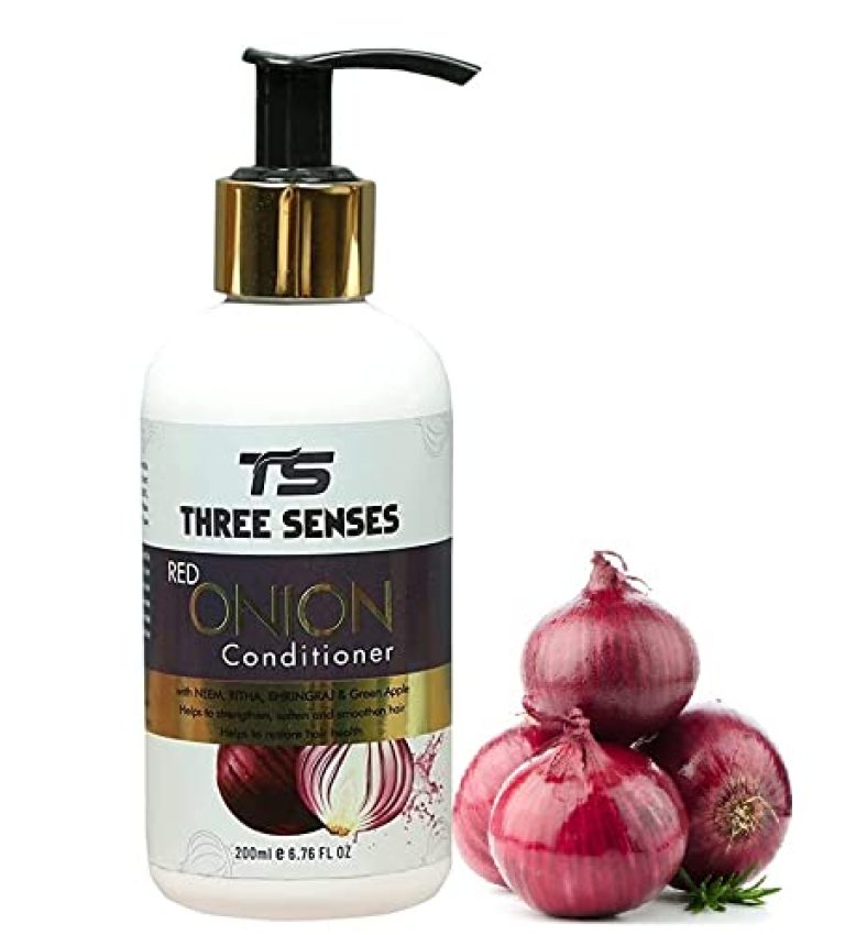 Three Senses Conditioner Organic Red Onion Hair Treatment – 200 Ml | 18 In 1 Magical Conditioner – Sls Paraben & Chemical Free