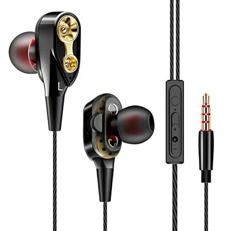 Cellphonez® R6 Dual Driver Earphone | Super Bass Reflex Headphone With Mic | Amazing Quad Core Dual Speaker For Hd Music (Black)