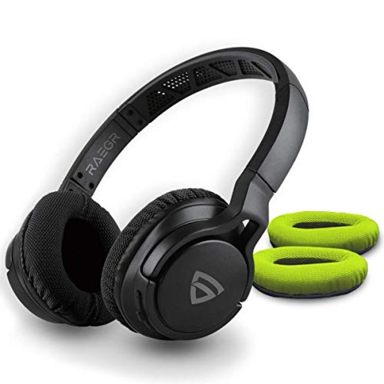 Raegr Air 500 Wireless Headphones, Bluetooth 5.0/3.5Mm Aux-In Connectivity Sporty Wireless Headphones 10H Playtime, Ipx 4 Bluetooth Headphones – Black/Green Rg10067