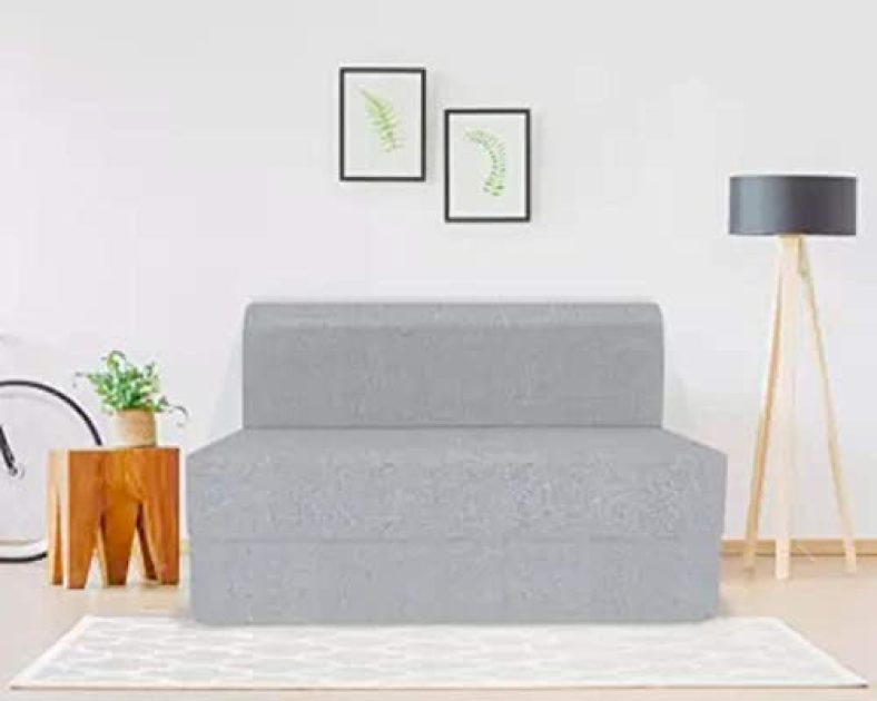 Coirfit Jute Fabric Washable Cover Folding Sofa Cum Bed (Dark Grey, 3′ X 6′ Feet)