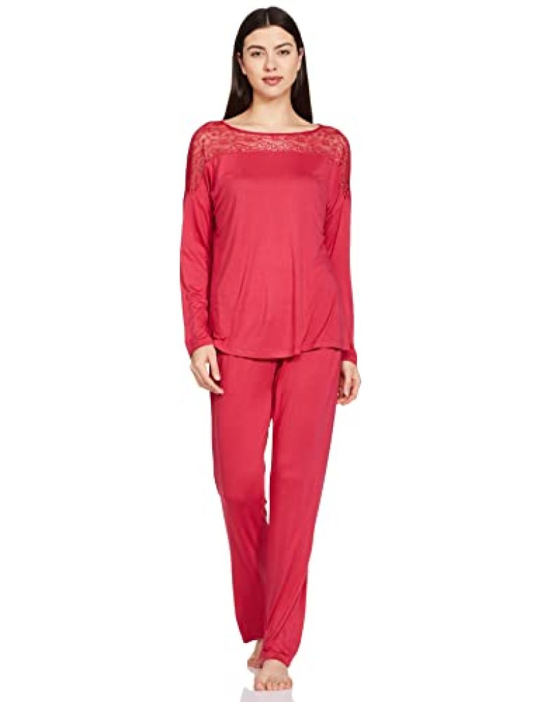 Triumph International Women’S Amourette Pk Lsl 01 X Relaxed Pajama Set (H000135_Raspberry Wine_Xl)