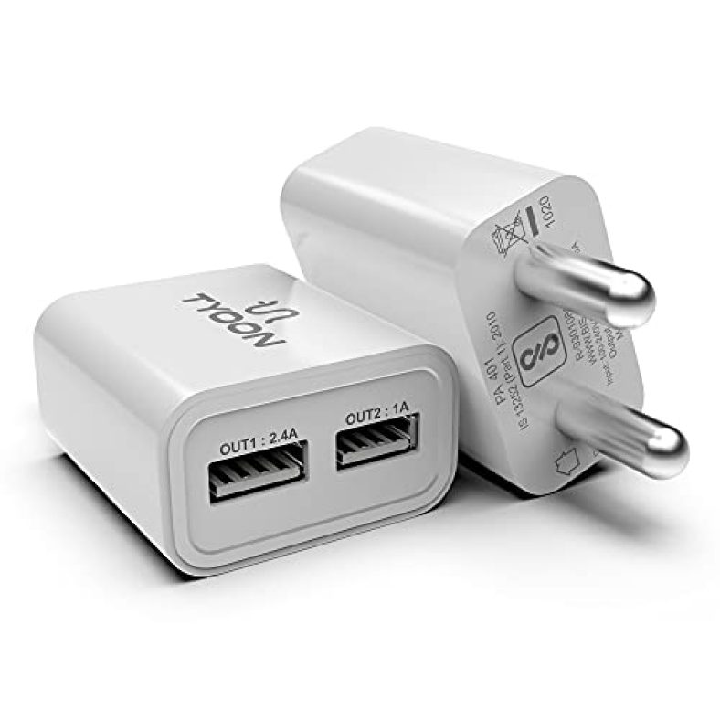 Tyoon Pa401C 2.4A Universal Fast Charging Dual Usb Port Wall Adapter With Type-C Cable (White)