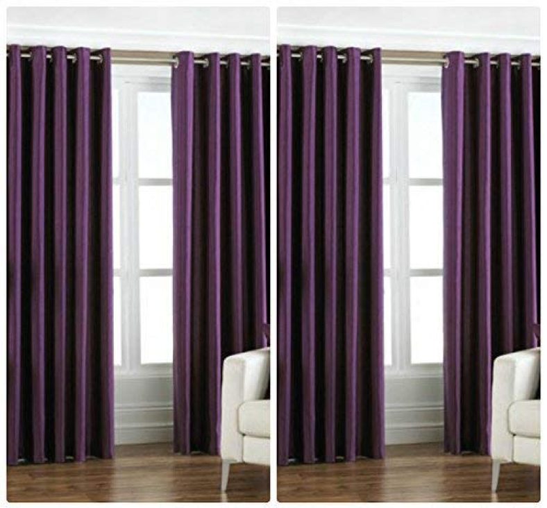 Exporthub 4 Piece Polyester Blend Eyelet Solid Long Door Curtain – 8 Ft, Purple