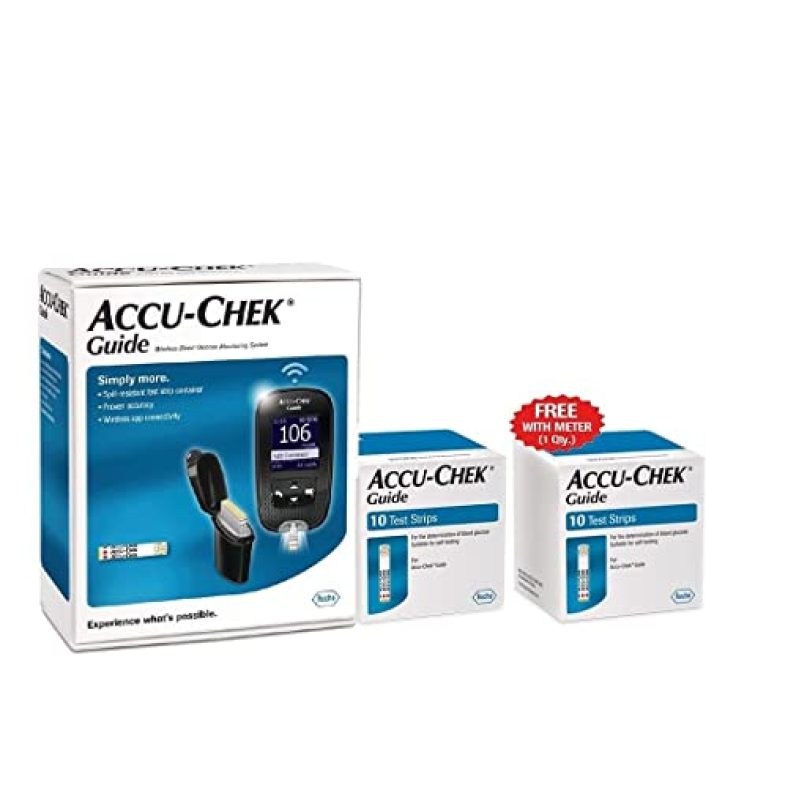 Accu-Chek Guide Glucometer (With Bluetooth) With 10 Test Strips + 10 Additional Test Strips Free