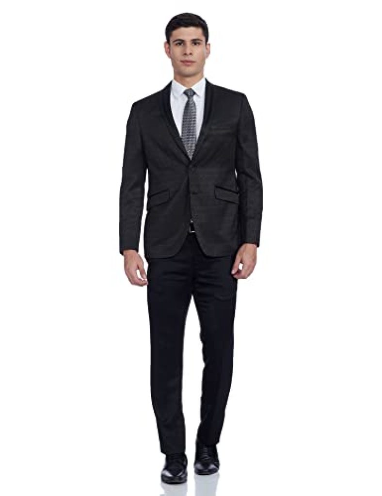 Van Heusen Men’S Poly Viscose Shawl Collar Suit (Vdsueslfl48496_Black_42 Regularw X N/Al)