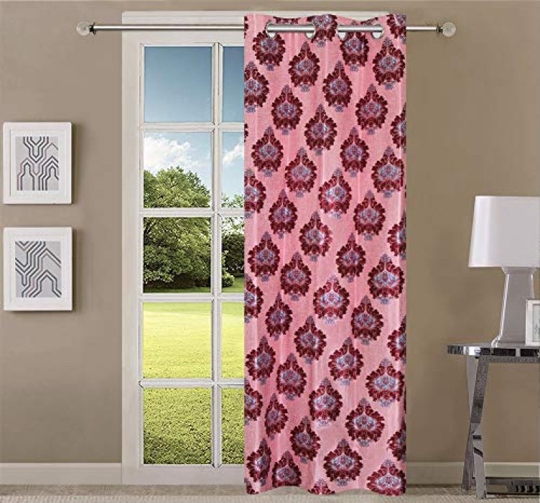 Queenzliving Mosaic Curtain, Long Door 9 Feet- Pack Of 1, Maroon