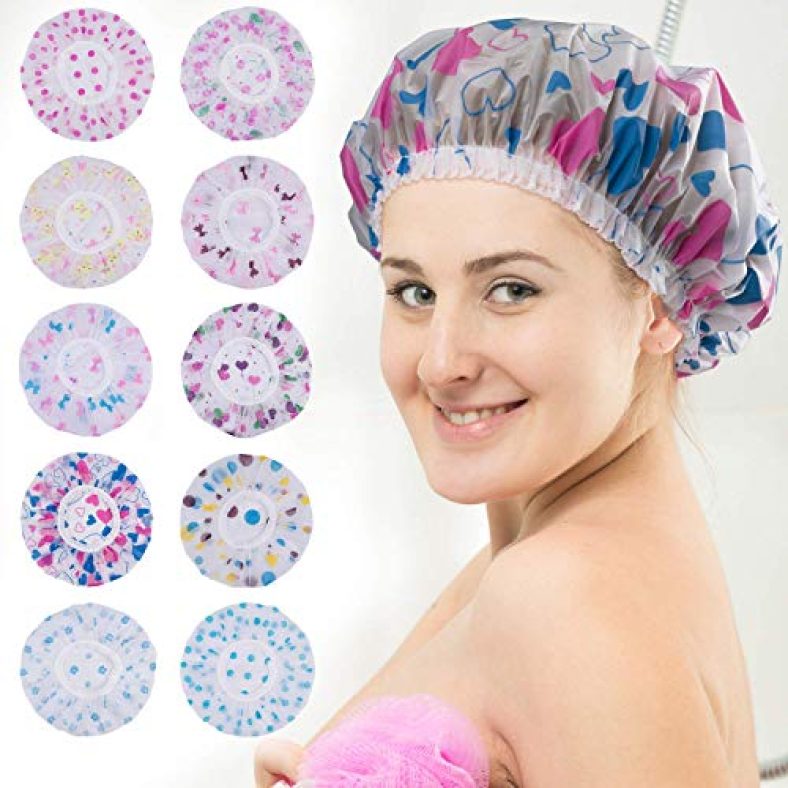 Curox || Shower Cap Bath Shower Cap For Women Shower Caps For Women Reusable Waterproof Women Shower Cap Girls Shower Cap Shower Cap Adults Women Girls (Multicolored And Print,(Pack3)
