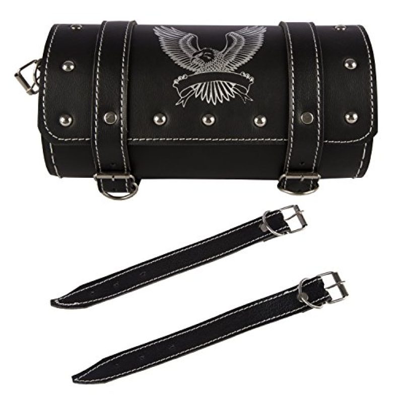 Autofy Silver Eagle/Hawk Print Universal Side Bag/Saddle/Travel Bag/Carrier For All Bikes (Black)