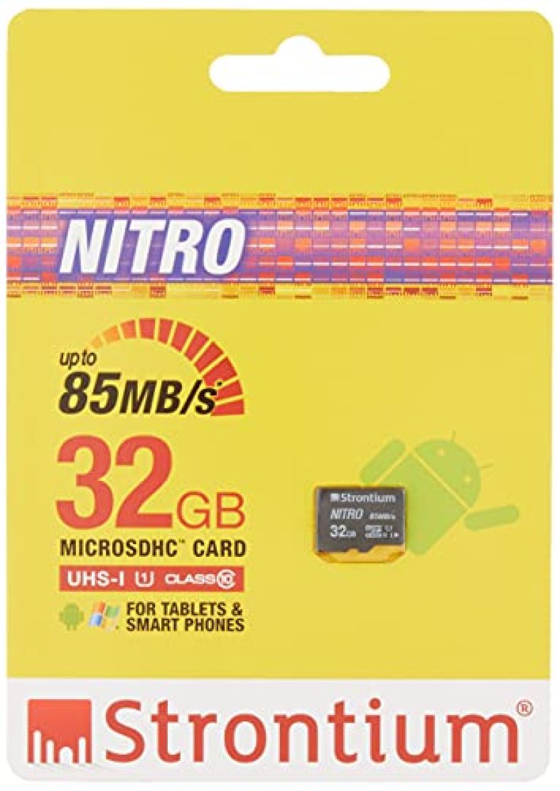 Strontium Nitro 32Gb Micro Sdhc Memory Card 85Mb/S Uhs-I U1 Class 10 High Speed For Smartphones Tablets Drones Action Cams (Srn32Gtfu1Qr)