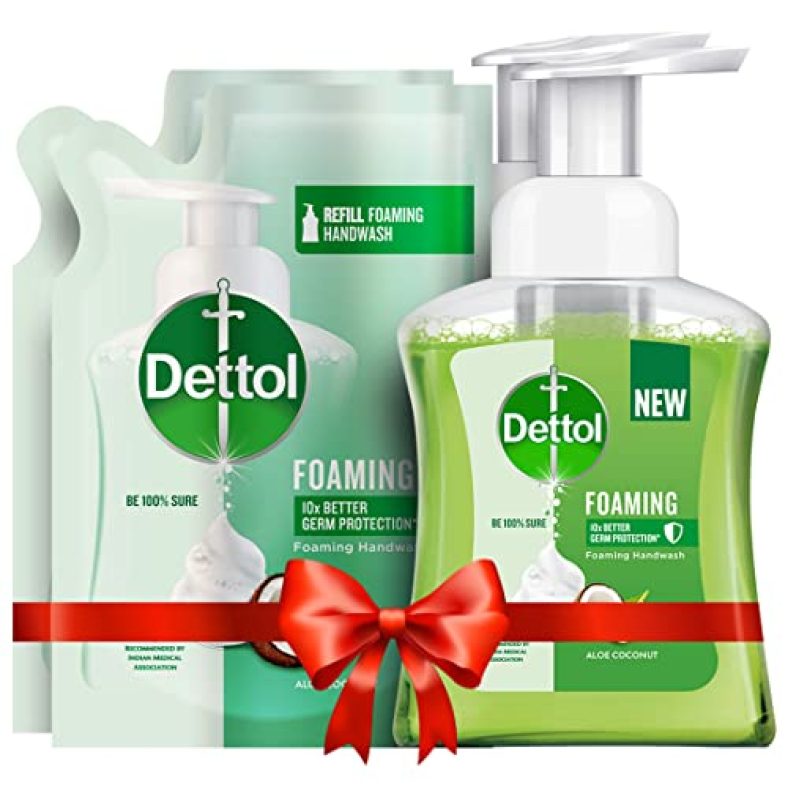 Dettol Foaming Handwash Pump + Refill Combo, Aloe Coconut (250Ml + 200Ml) Pack Of 2 | Rich Foam | Moisturizing Hand Wash | Soft On Hands, Green