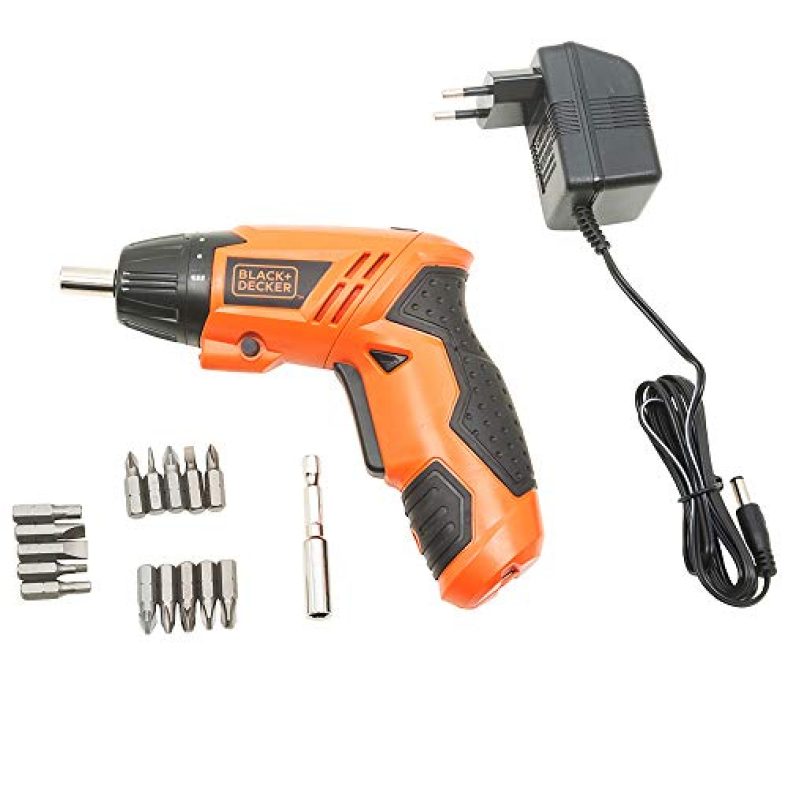 Black+Decker Kc4815 Cordless Screwdriver Set Ni-Cd (Nickel-Cadmium) With Led Worklight, Screw Bits Set & Adjustable Torque, 4.8 Volts 200 Rpm , 6 Months Warranty (Orange, 15-Pieces) – Home & Pro Use