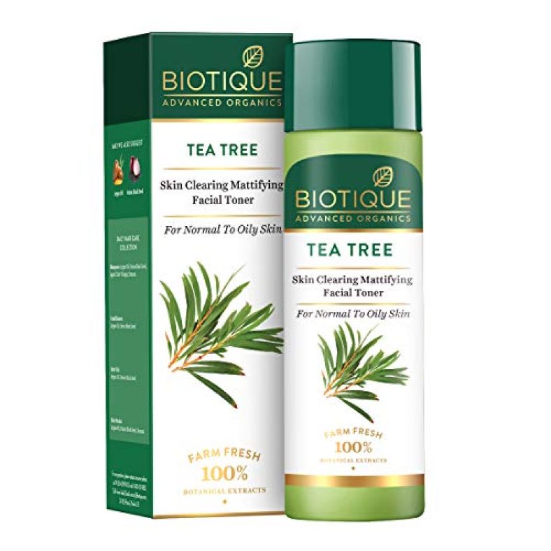 Biotique Tea Tree Skin Clearing Mattifying Facial Toner For Normal To Oily Skin Face Toner, 120Ml | Treats Acne & Pimples, Tightens Pores