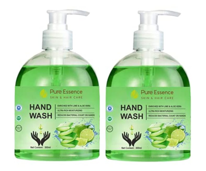 Pure Essence Hand Wash Enriched With Lime & Aloe Vera – Combo Pack Of 2 (300Ml Per Bottle)
