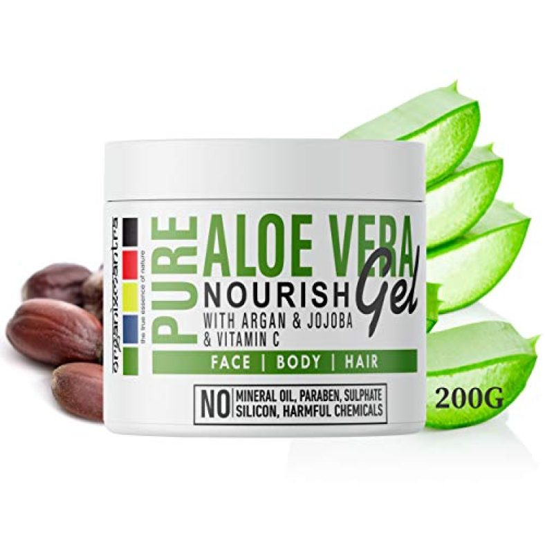 Organix Mantra Pure Aloe Vera Nourish Gel For Skin/Hair With Argan, Jojoba Oil & Vitamin C (No Sulphates/No Parabens) 200Gm