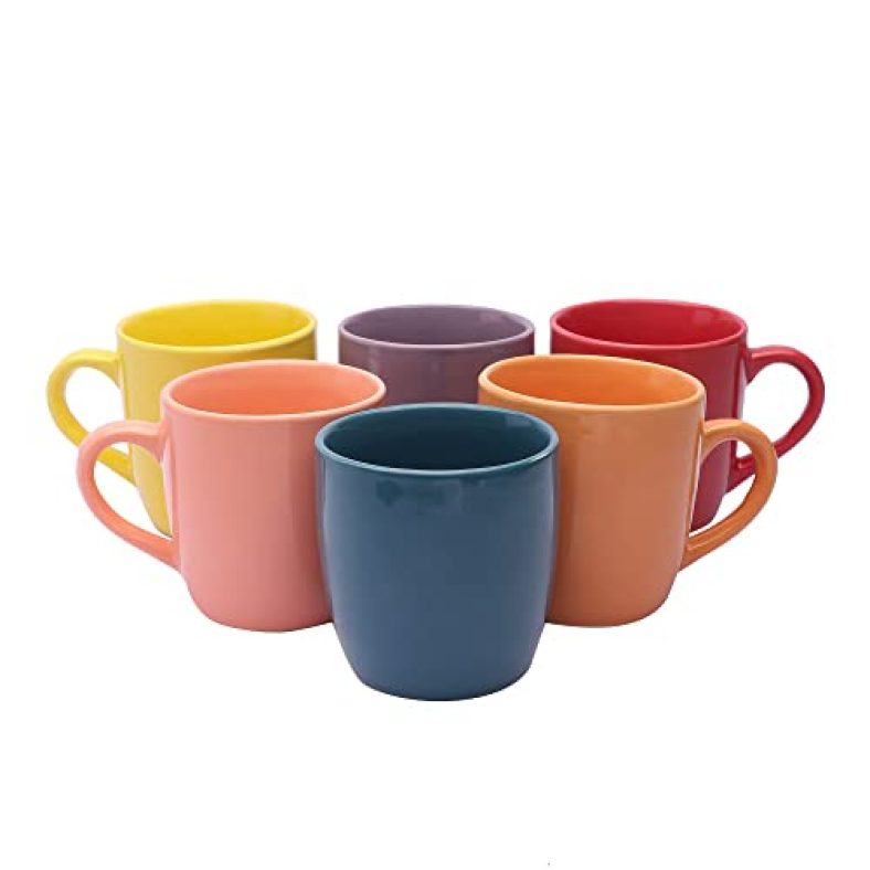 Anwaliya Arche Series Ceramic Tea Cups, 175 Ml, Set Of 6, Glossy Multi Color (Color May Vary)