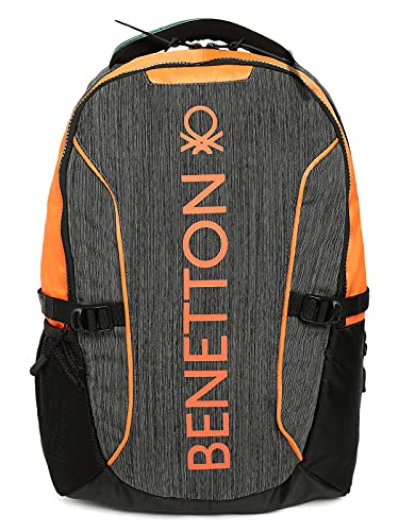 United Colors Of Benetton 19L Grey/ Orange Laptop Backpack, Standard