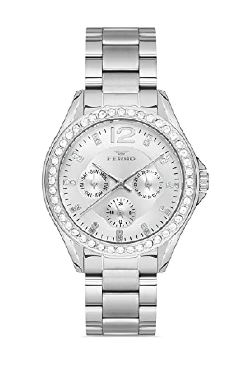 Ferro Analog Silver Dial Women’S Watch-Fm21140A-A