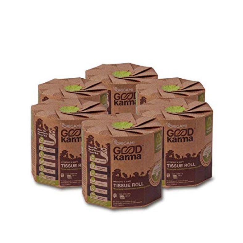 Origami Good Karma 3 Ply Unbleached Toilet Paper / Toilet Roll / Tissue Roll – 9.5 X 10 Cm – 320 Sheets Per Roll – Pack Of 6 – 1,920 Pulls