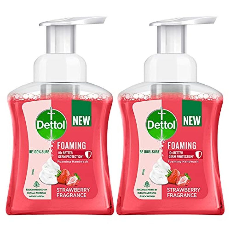 Dettol Foaming Handwash Pump – Strawberry (Pack Of 2-250Ml Each) | Rich Foam | Moisturizing Hand Wash | Soft On Hands