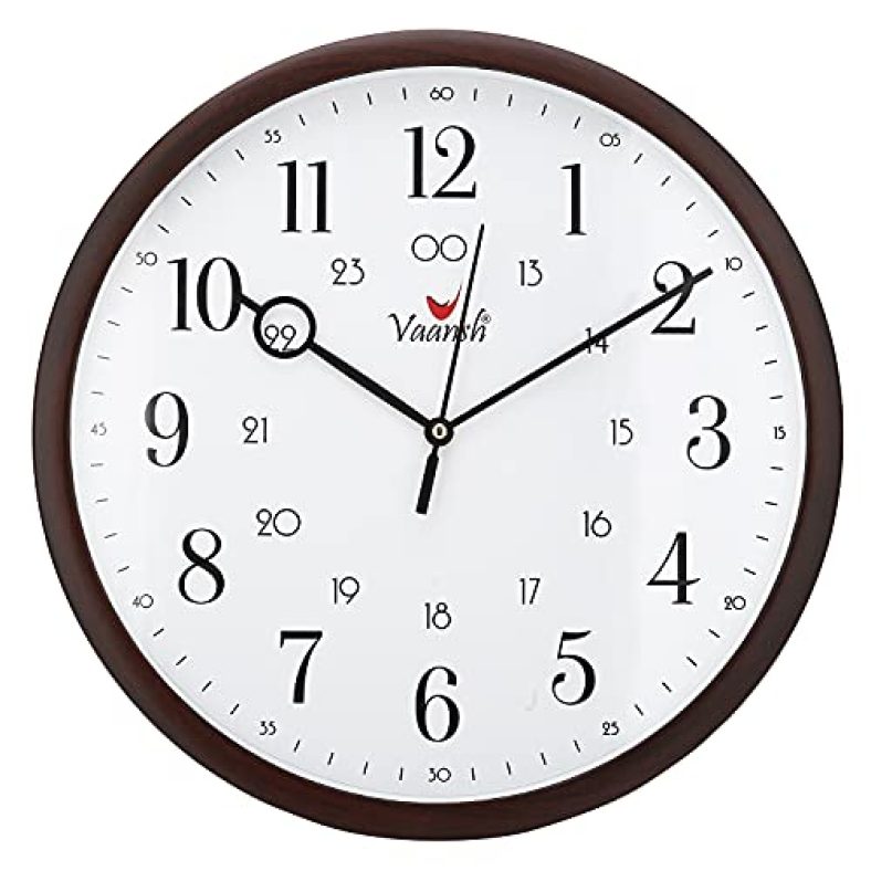 Vaansh Step Movement 12 Inches Wall Clock For Home And Offices (Ajanta Tran. Clock Movement) (Brown)