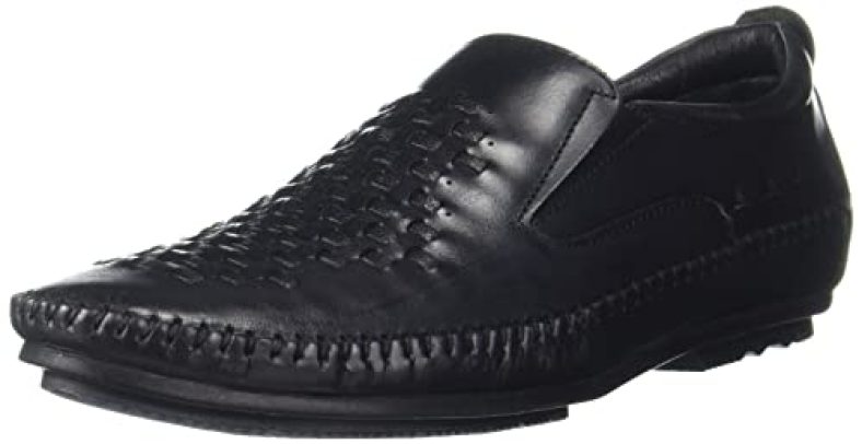 Mochi Men Black Leather Mocassin 6-Uk (40 Eu)