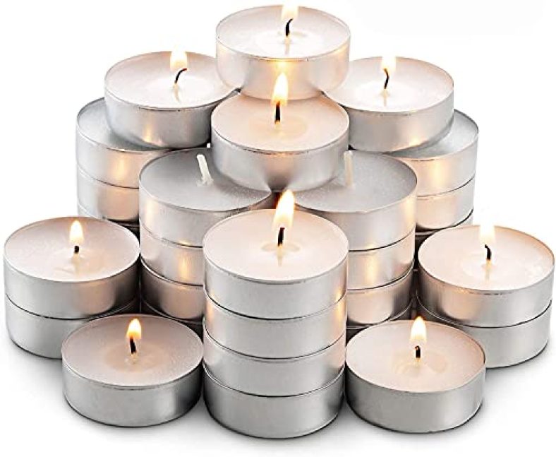 Wax Tea Light Unscented Long Burn Time And Smokeless Candles – White (Pack Of 50)