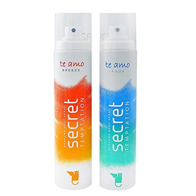 Secret Temptation Te Amo Aqua And Breeze Perfume Body Spray Combo For Women , Pack Of 2 (120 Ml Each)