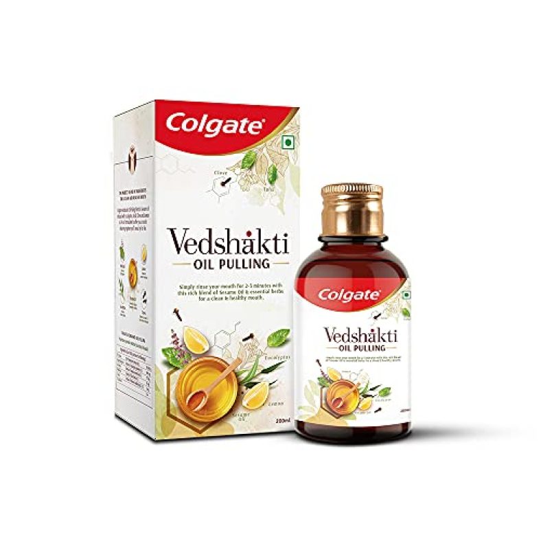 Colgate Vedshakti Oil Pulling Ayurvedic Mouthwash,200Ml, Antioxidant-Rich Blend Of 5 Oils Sesame, Clove, Eucalyptus, Holy Basil, And Lemon For Oral Detox