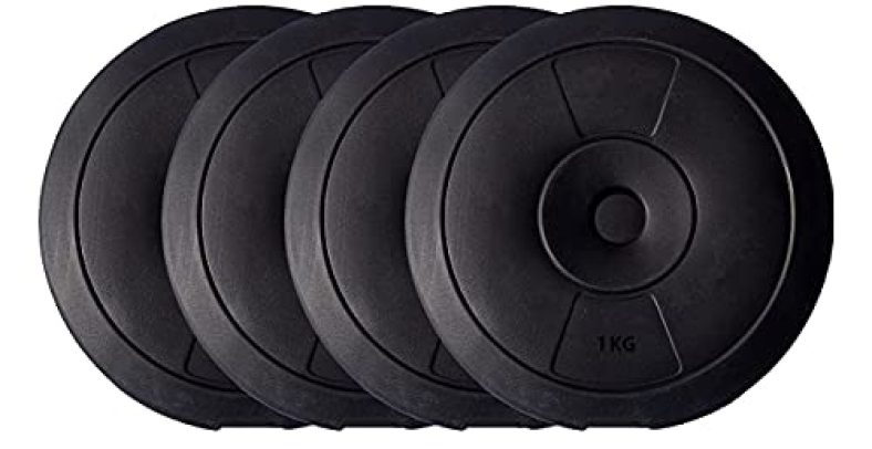 Fitbox Sports Weight Plates Combo For Home Workout 4Kg (1Kg X 4), Black