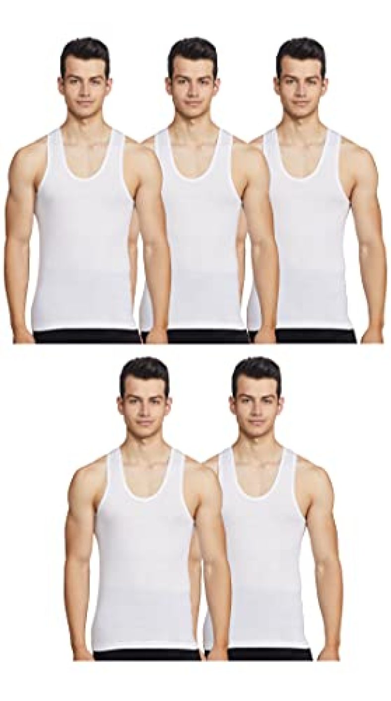 Rupa Jon Men’S Pack Of 5 (Jn Vest Rn_White Pack Of 5_2Xl)