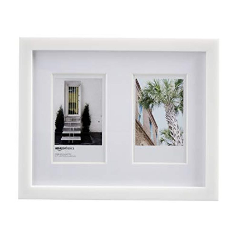 Amazonbasics Photo Frame For Use With Instax, Polaroid – 2-Opening – 3 X 2 Inch, White