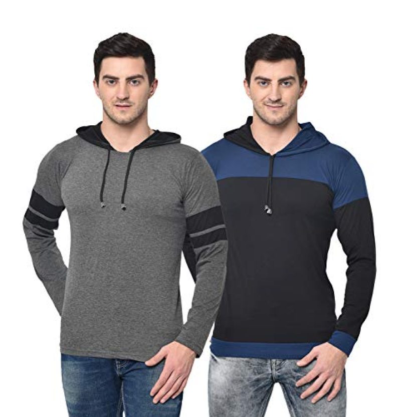 Vimal Jonney Men’S Classic Fit Hooded T-Shirt (Set Of 2) (T_12_Ant_11_Blk_0002-Xxl_Multicolored_Xx-Large)