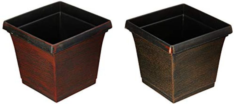 Fourwalls Plastic Planters, Set Of 2 Indoor Flower Plant Pots Modern Decorative Gardening Pot (Multicolour, 15 Cm Tall)