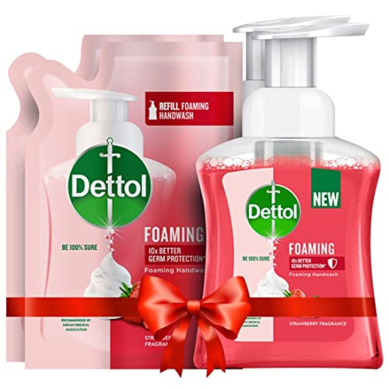 Dettol Foaming Handwash Pump + Refill Combo, Strawberry (250Ml + 200Ml) Pack Of 2 | Rich Foam | Moisturizing Hand Wash | Soft On Hands
