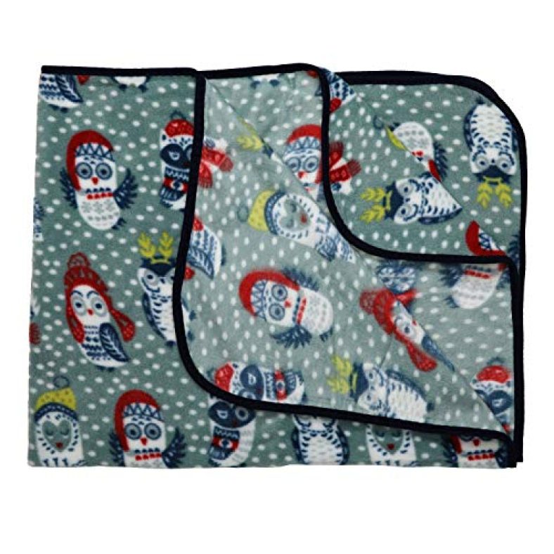 Luvlap Baby  Wrapper Cum Soft Blanket/Kids Blanket, Flannel, 80Cmx100Cm, Owl (Grey)