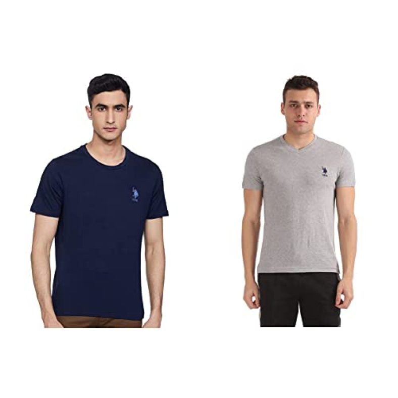 Us Polo Association Athleisure Men’S Solid Regular Fit T-Shirt (I633-195-Pl_Navy_Medium) And Men’S Solid Regular Fit T-Shirt