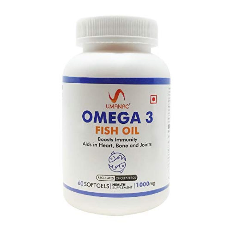 Umanac Omega 3 Fish Oil Capsules 1000Mg | Boosts Immunity Aids In Heart, Bone And Joints, 60 Capsules
