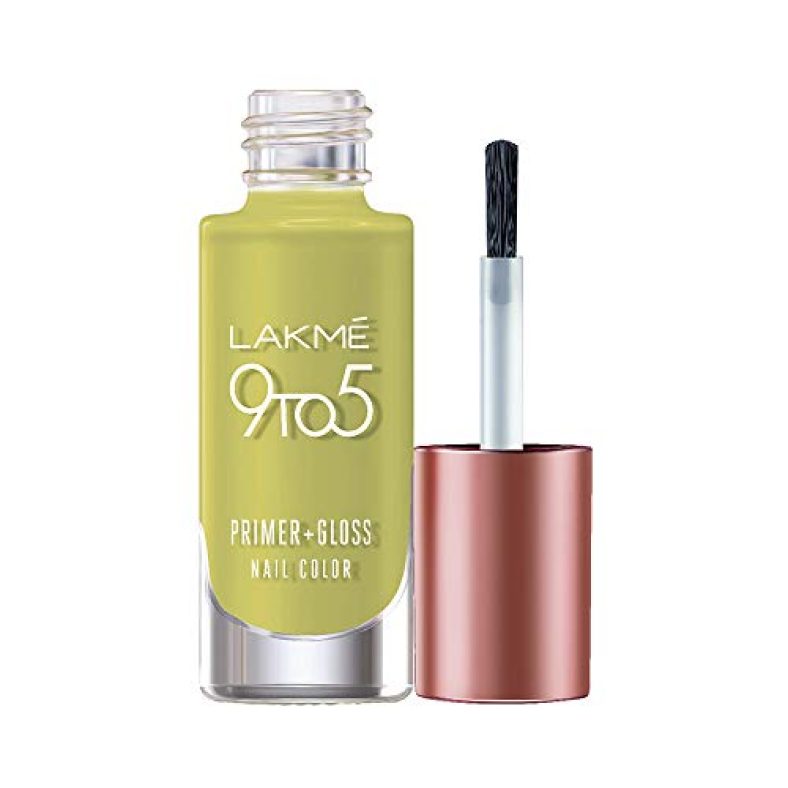 Lakmé 9 To 5 Primer + Gloss Nail Colour, Lime Treat, 6 Ml